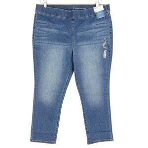 NY&C Women's Pull-on Blue‎ Denim Leggings Pants Size XXL High Waist Stretch  NWT